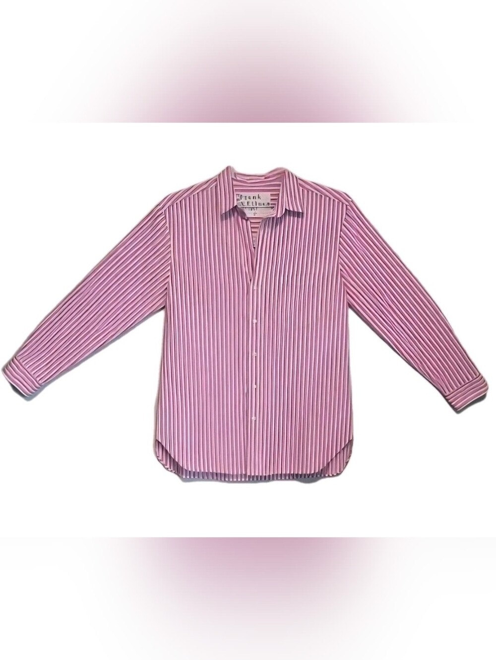 Frank & Eileen Shirt "Eileen" Button-Up Pink Striped 100% Cotton Women's Large